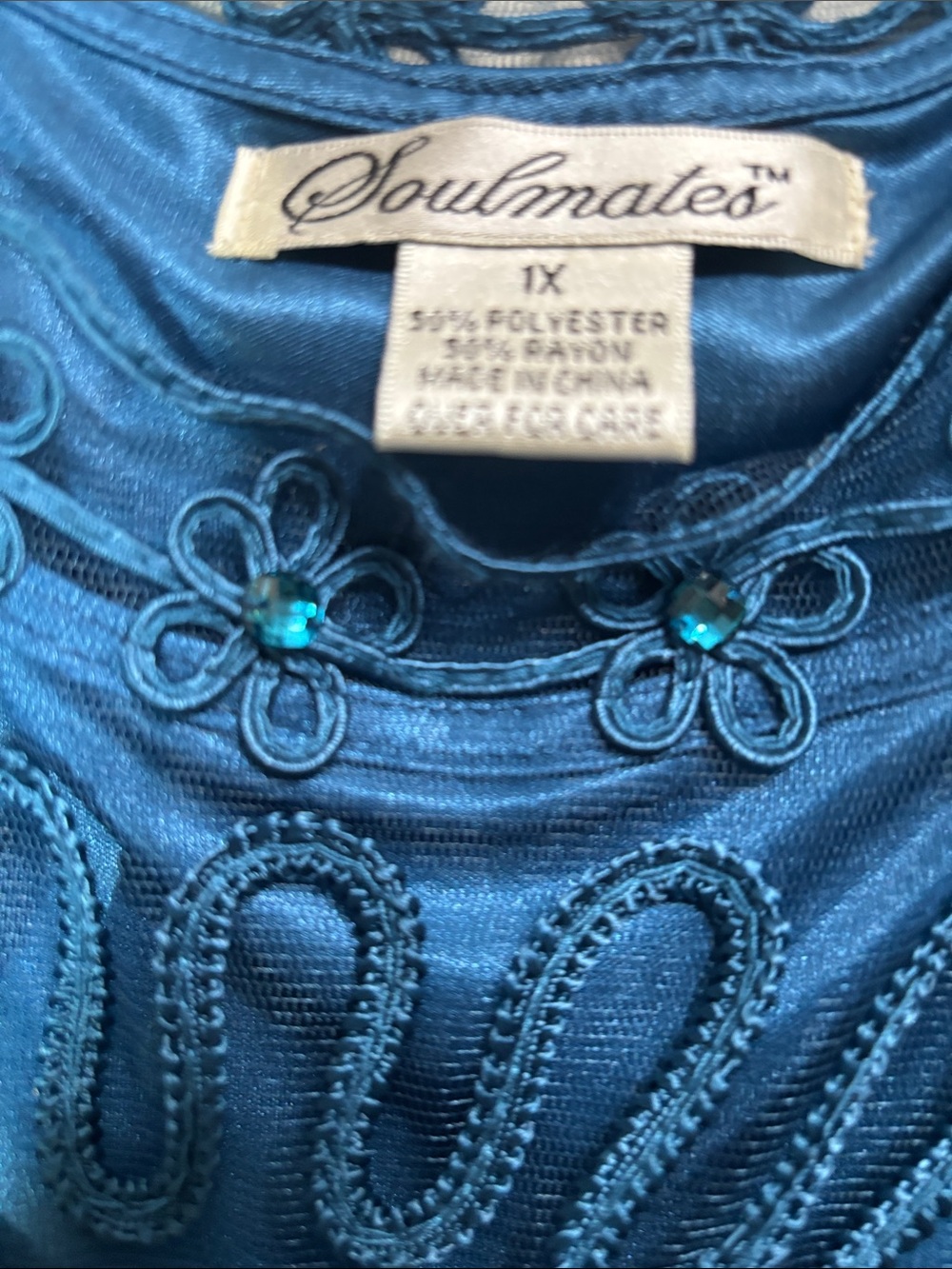 Soulmates Teal Blue Floral Beaded Lace 3-piece skirt suit - Picture 2 of 14